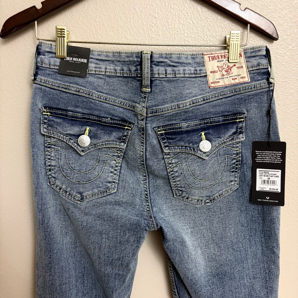 True Religion Joey Flare Jeans 28 Light Mellow Wash Mid Rise Y2K NWT